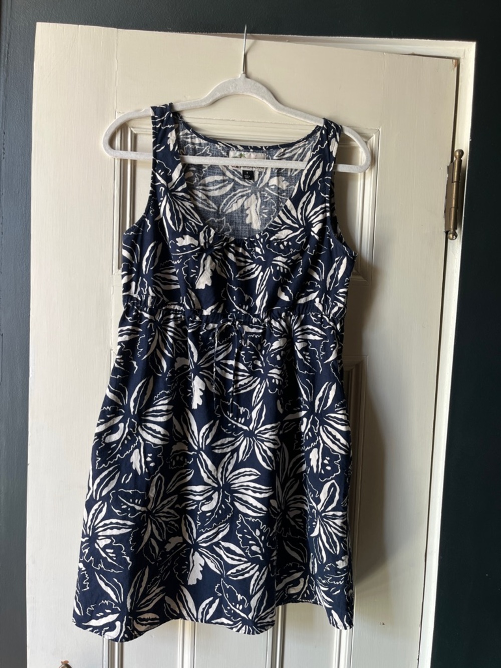 Patagonia Navy and White Floral Sleeveless Mini Dress